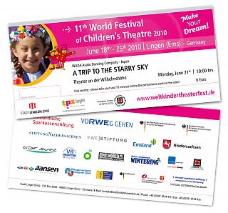 Eintrittskarte 11. Welt-Kindertheater-Fest 2010 - Copyright Stadt Lingen