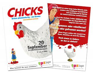 Flyer Theaterstück "Chicks" - Copyright welt-gestalten.de